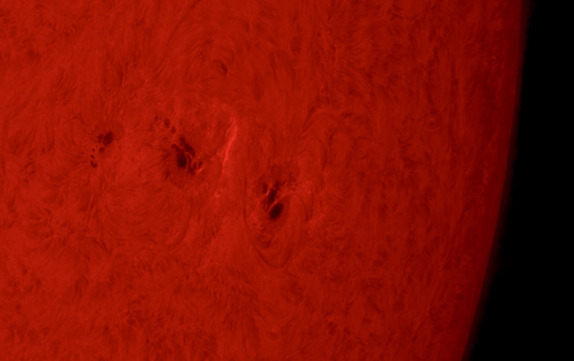 Sonnenfleckengruppe im H-alpha Licht am 21.07.2016